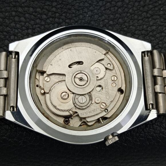 Vintage 1987 Seiko Automatic Mens Silver Watch W/daydate & Blue accents - Picture 10 of 10